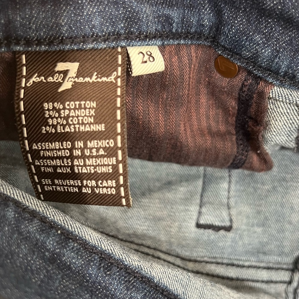 7 FOR ALL MANKIND Dark Blue Indigo Denim Shorts Size 28 - Picture 3 of 6